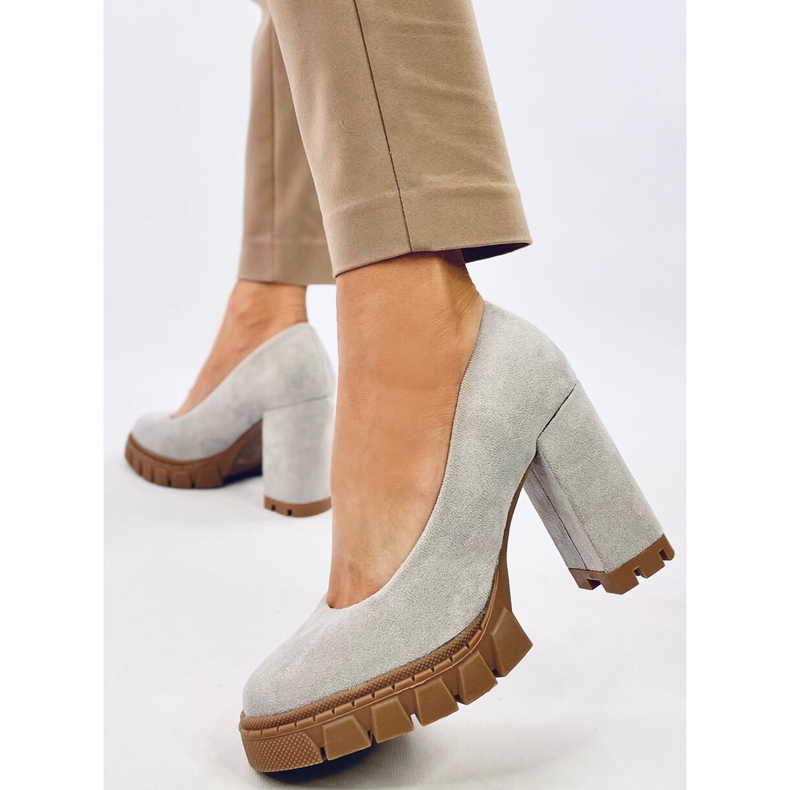 Sapatos de salto alto e plataforma Angela Grey cinza 2