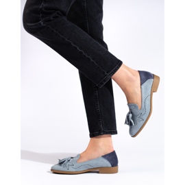 Mocassins de camurça cinza perfurados por Daszyński 2