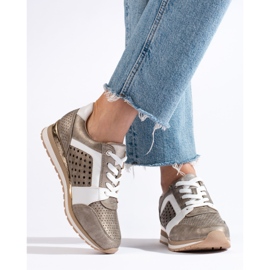 Tênis feminino Daszyński com detalhes dourados 2