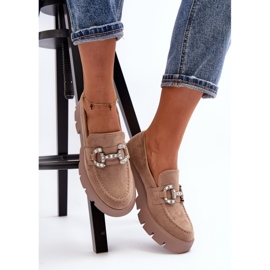 Mocassins femininos com decoração bege Ellise 2