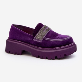 Mocassins femininos de veludo com decoração, Wendreda roxo 2