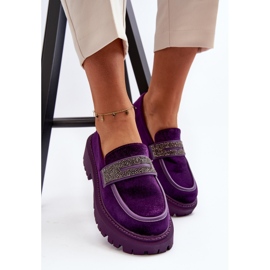 Mocassins femininos de veludo com decoração, Wendreda roxo tolet 1