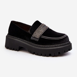 Mocassins femininos de veludo com decoração preto Wendreda preto 2