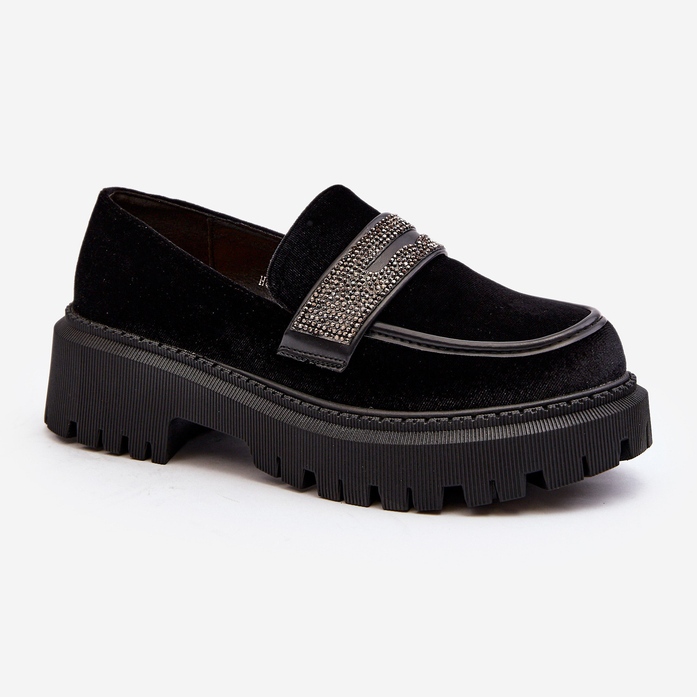 Mocassins femininos de veludo com decoração preto Wendreda preto 2