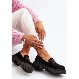 Mocassins femininos com corrente Mevre preto 1