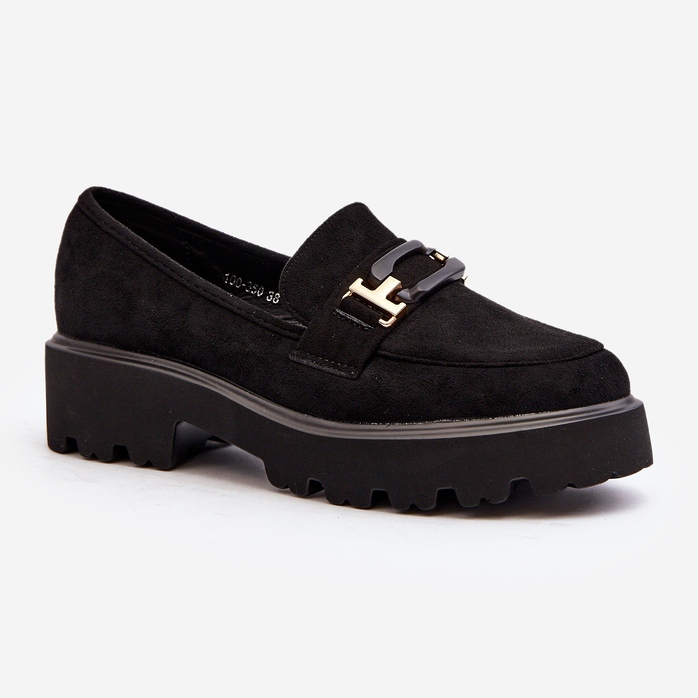 Mocassins femininos com decoração preto Omavia 2