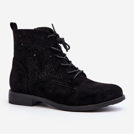 S.barski HY66-136 Botins femininos com estampa, pretos 2