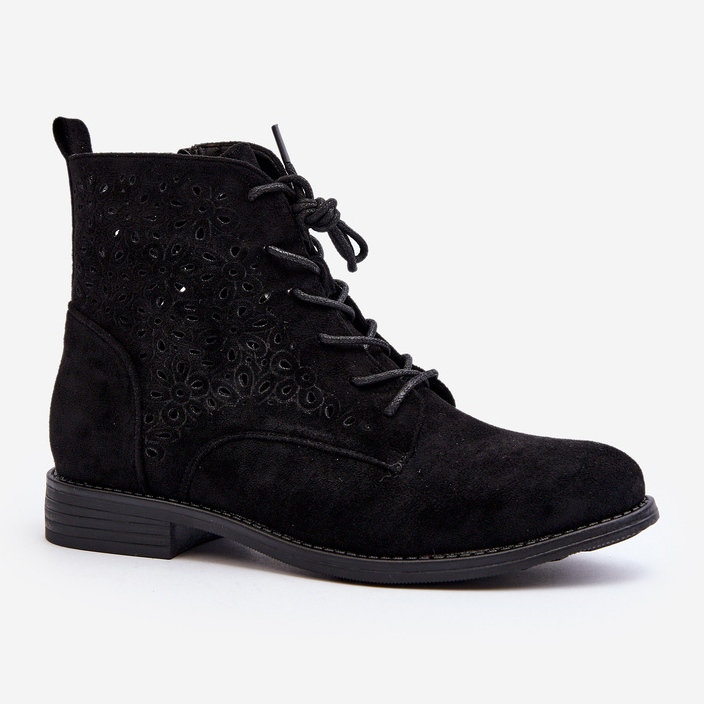 S.barski HY66-136 Botins femininos com estampa, pretos 2