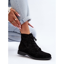 S.barski HY66-136 Botins femininos com estampa, pretos 1