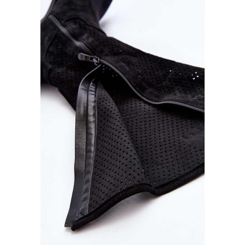 S.barski HY66-139 Botas femininas abertas, pretas preto 1