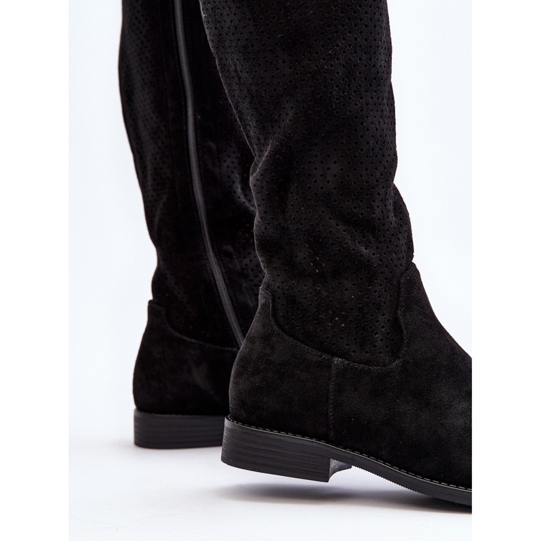 S.barski HY66-139 Botas femininas abertas, pretas preto 2