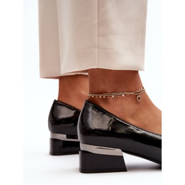 Vinceza Sapatos femininos envernizados de salto baixo, preto Marilni 1