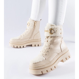 Botas de trabalho bege com isolamento e fivela Highland 1
