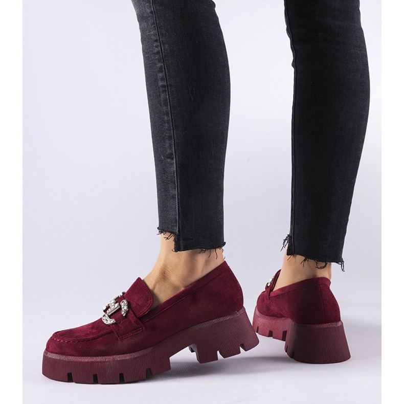 Mocassins Giacomo bordô com strass vermelho 1 Mocassins Giacomo bordô com strass vermelho 1