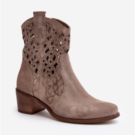 Zazoo 3394 Botas femininas de salto alto cappucino aberto bege 2