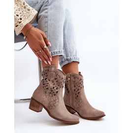 Zazoo 3394 Botas femininas de salto alto cappucino aberto bege 1