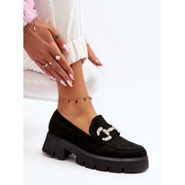 Mocassins femininos com decoração preto Ellise 1