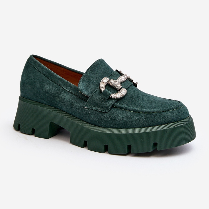 Mocassins femininos com decoração, Green Ellise verde 1