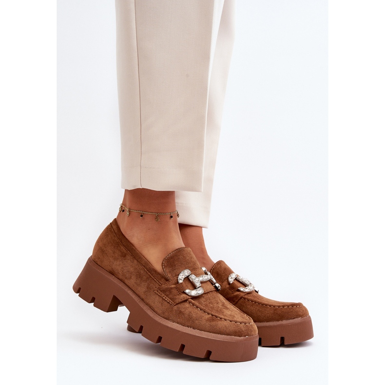 Mocassins femininos com decoração Camel Ellise marrom 2