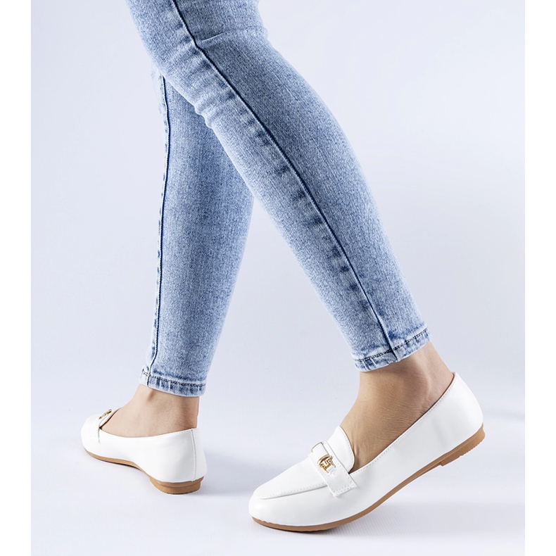 Mocassins brancos com fivela Velino 1 Mocassins brancos com fivela Velino 1