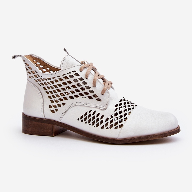 Zazoo 2704 Botas de couro perfuradas, brancas branco 1