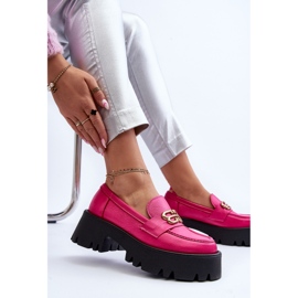 Zazoo 20164 Mocassins femininos feitos de couro natural fúcsia rosa 1