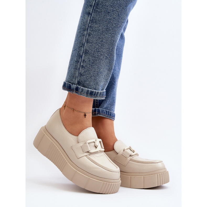 Zazoo 20101 Sapatos elegantes com plataforma de couro, bege claro 2