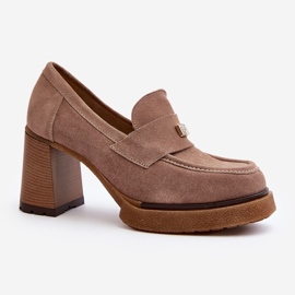 Zazoo 20169 Sapatos de camurça de salto alto, bege escuro 1