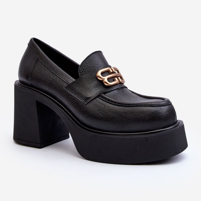 Zazoo 20170 sapatos femininos de couro com salto alto, pretos 2