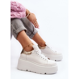 Zazoo 10165 calçados esportivos femininos em uma plataforma enorme, branco 1