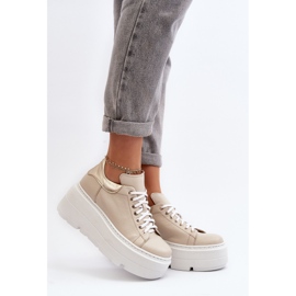 Zazoo 10165 calçados esportivos femininos em uma plataforma enorme, bege 1