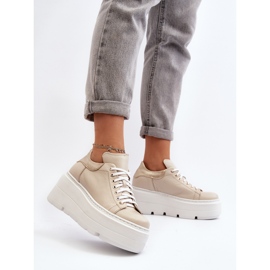 Zazoo 10165 calçados esportivos femininos em uma plataforma enorme, bege 2