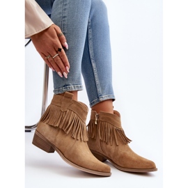 Zazoo 3430 Botas femininas de camurça com franjas, bege 1 Zazoo 3430 Botas femininas de camurça com franjas, bege 1