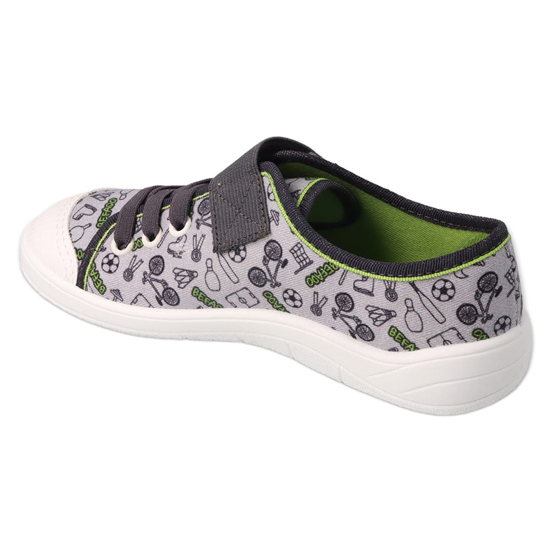 Chinelos infantis Befado com velcro 351Y028 cinza/verde 1 Chinelos infantis Befado com velcro 351Y028 cinza/verde 1