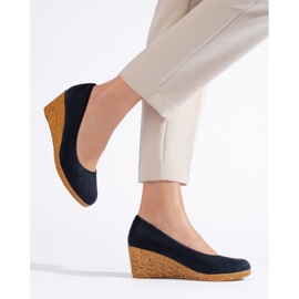 Bombas de cunha azul marinho 1