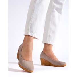 Bombas de cunha bege escuro 1