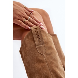 Botas de cowboy femininas de camurça Zazoo 3427, bege 2