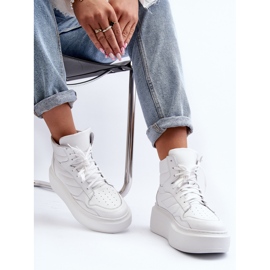 Zazoo 3392/X calçados esportivos femininos de couro na plataforma, branco 1