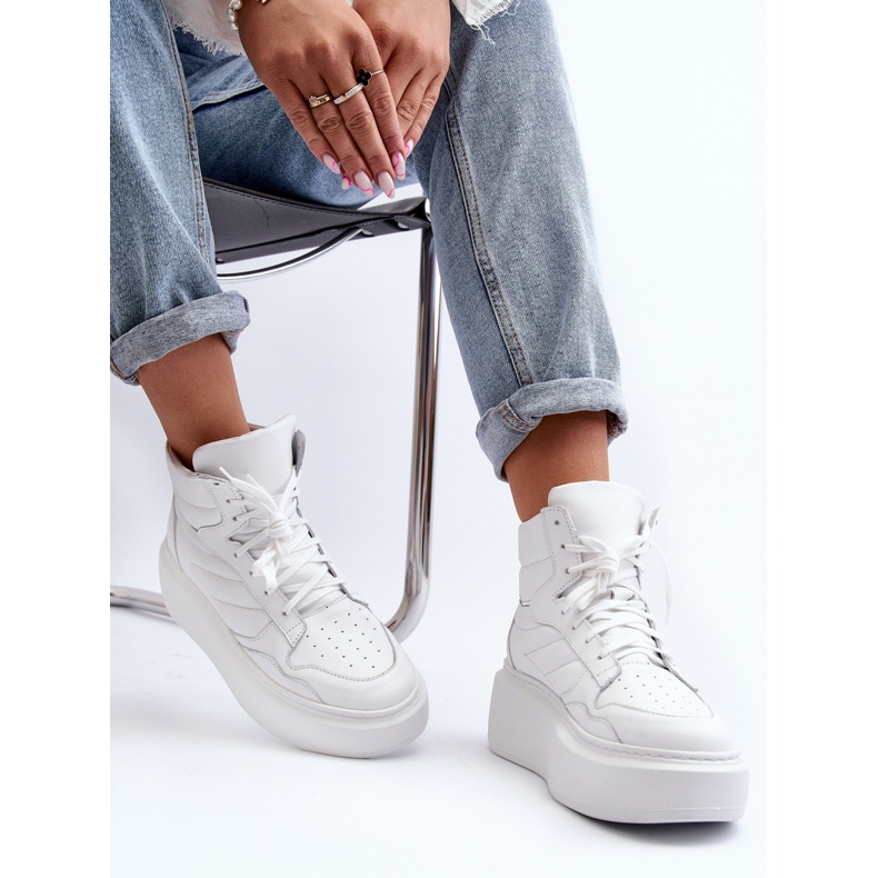 Zazoo 3392/X calçados esportivos femininos de couro na plataforma, branco 1