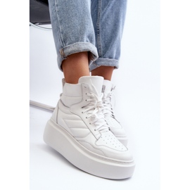 Zazoo 3392/X calçados esportivos femininos de couro na plataforma, branco 2