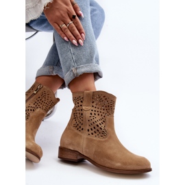 Lewski Shoes Botins femininos abertos Lewski sapatos 3301/2 bege 1