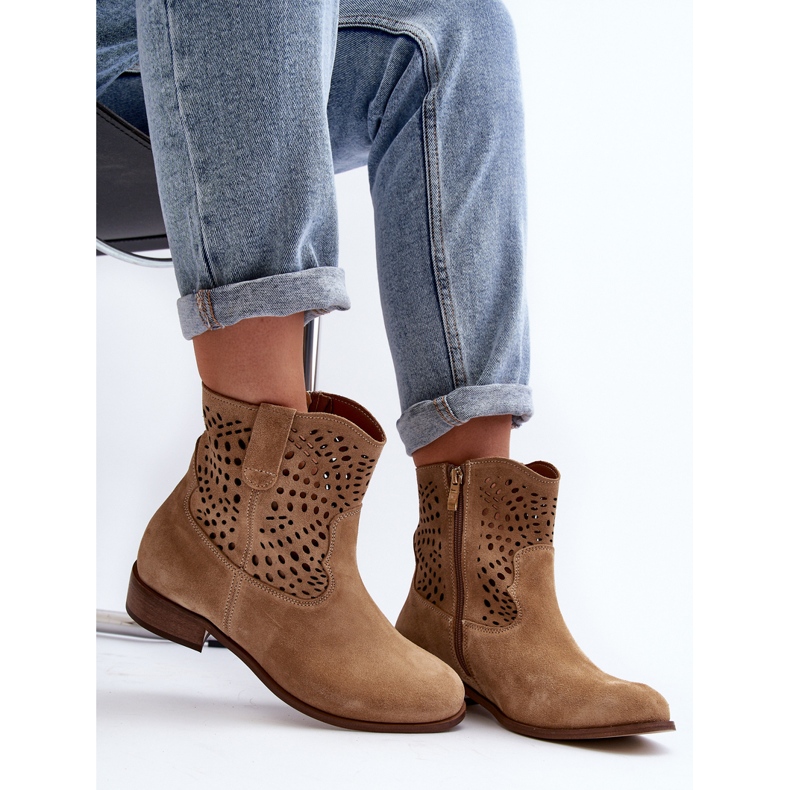 Lewski Shoes Botins femininos abertos Lewski sapatos 3301/2 bege 2