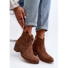 Botas de cowboy femininas de camurça Zazoo 3426, marrom castanho 1