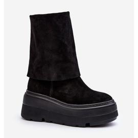 Botins femininos de camurça Zazoo 3410 em plataforma enorme, pretos 2