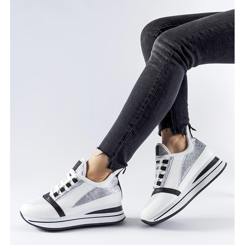 Tênis branco glitter na plataforma Marce 1