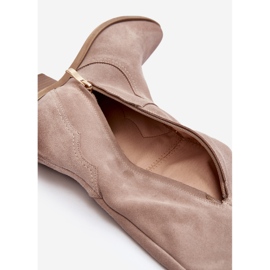 Zazoo 3427 Botas cowboy femininas de camurça e cappuccino bege 2