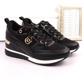 Sapatos de cunha pretos femininos eVento 21PB35-4001 1