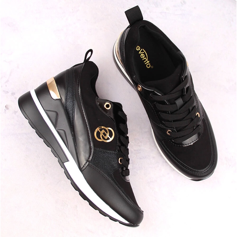 Sapatos de cunha pretos femininos eVento 21PB35-4001 2