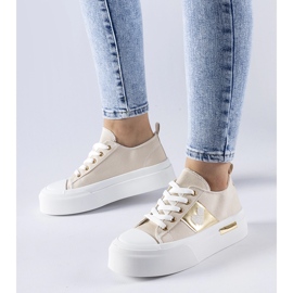 Tênis plataforma Lawton bege e dourado 1