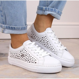 Sapatos de couro confortáveis ​​brancos Rieker W RKR641 2